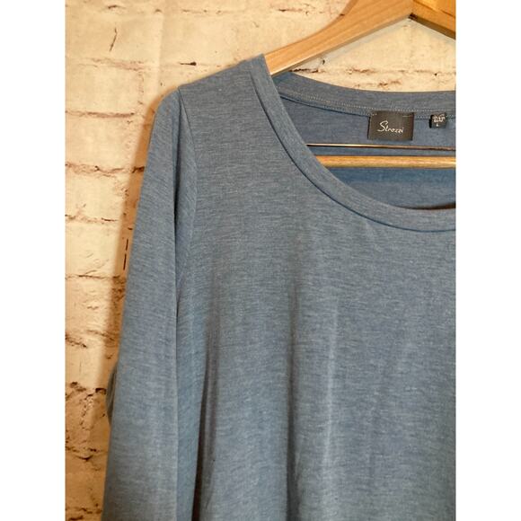 Strazzi Tunic Top Womens Large Slate Blue Asymmetric Hem Artsy Lagenlook Stretch - Picture 13 of 13